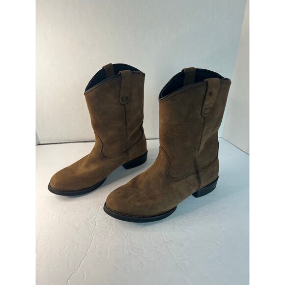 Herman Survivors LIz Women’s Genuine Brown Leather Western Pull On Boots 9 - Picture 1 of 9